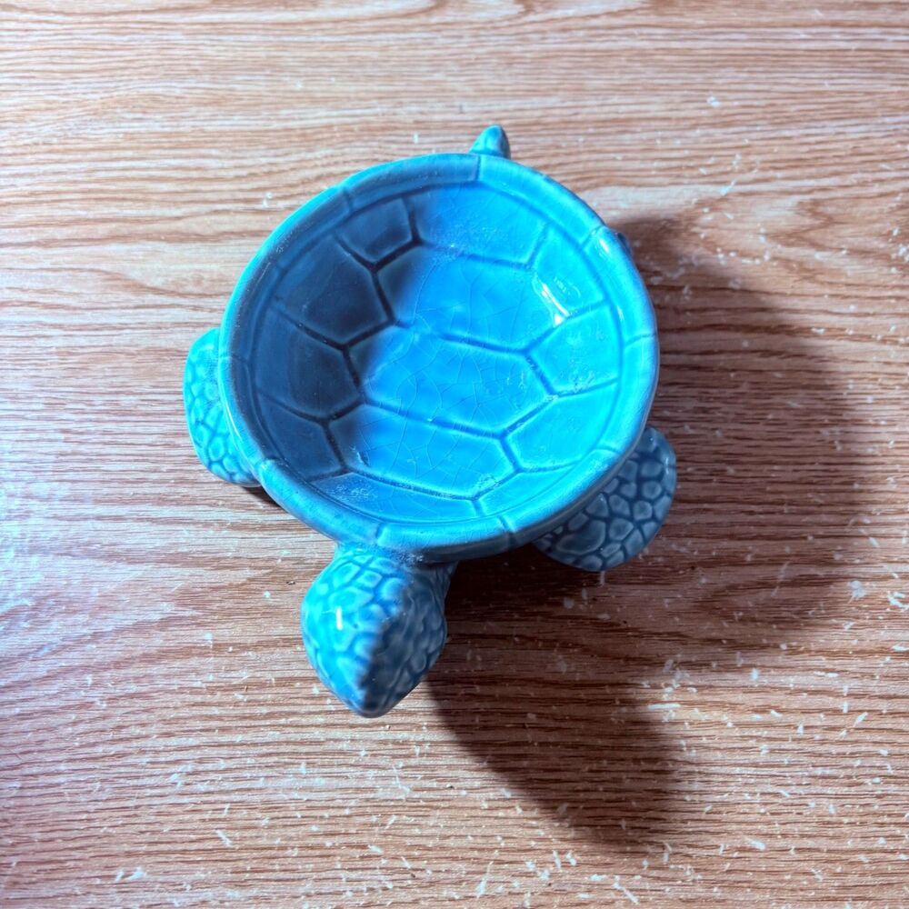 Hobby Lobby Turtle Dish Kitchen Bathroom 7" Blue Glazed
